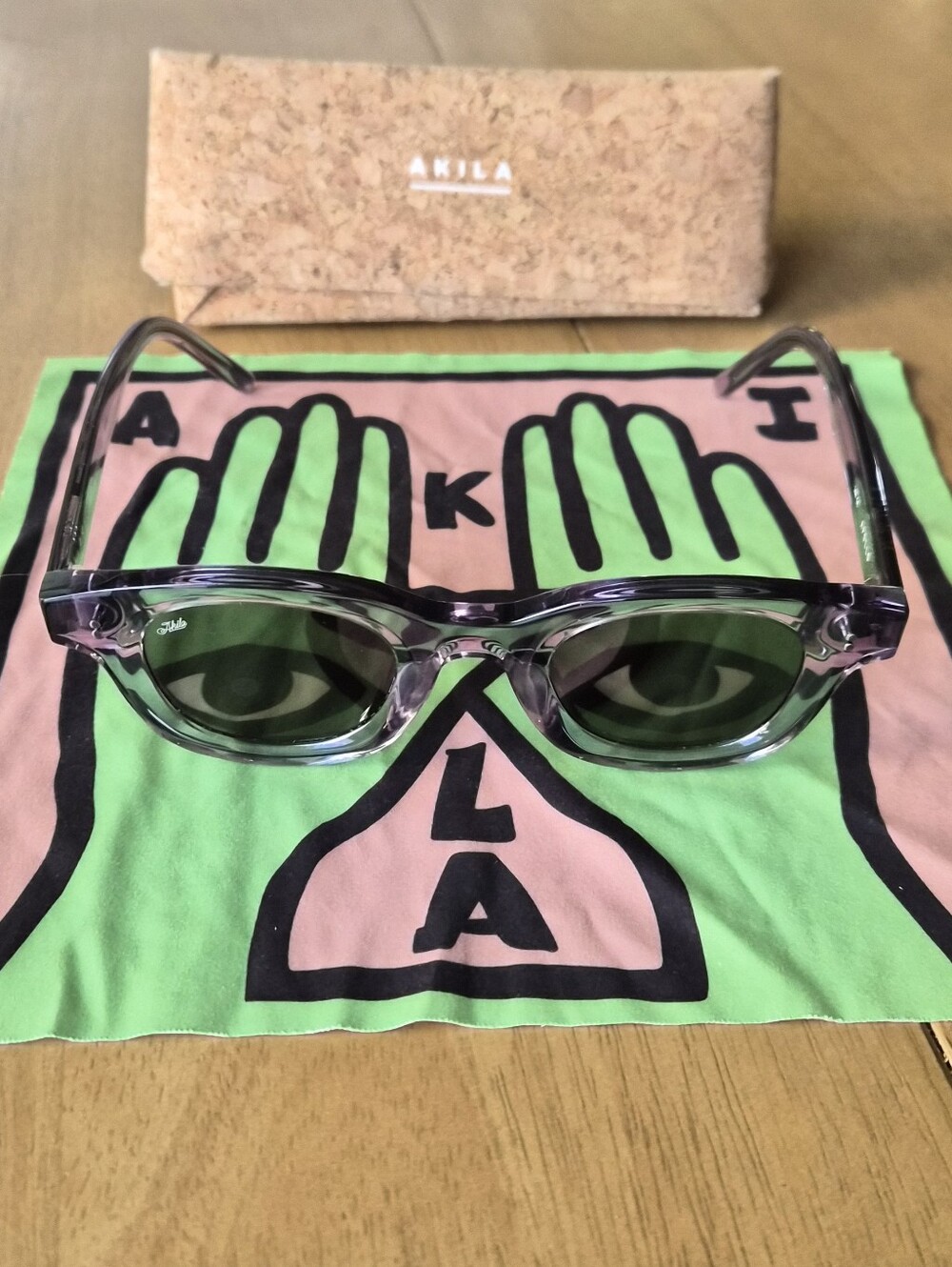 Akila Apollo Sunglasses In Cement With Oak Lenses - Picture 2 of 8
